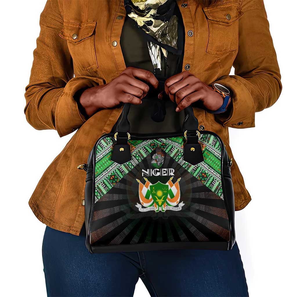 Niger Roots Shoulder Handbag African Pride in Fingerprint and Tribal Colors