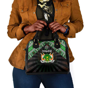Niger Roots Shoulder Handbag African Pride in Fingerprint and Tribal Colors