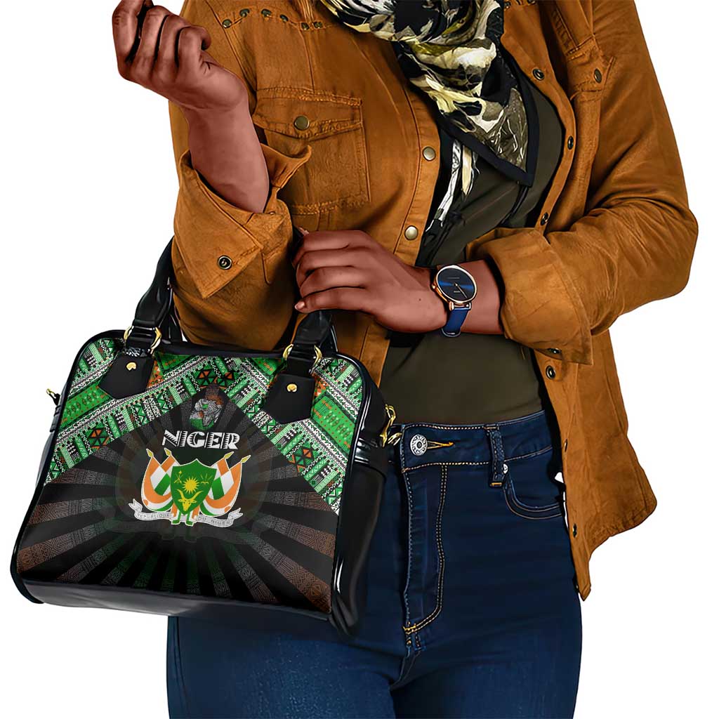 Niger Roots Shoulder Handbag African Pride in Fingerprint and Tribal Colors