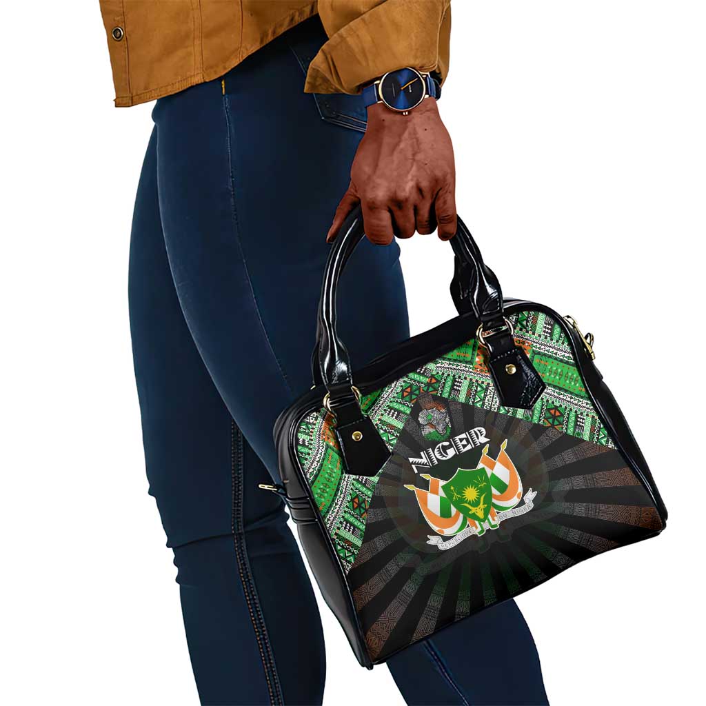 Niger Roots Shoulder Handbag African Pride in Fingerprint and Tribal Colors