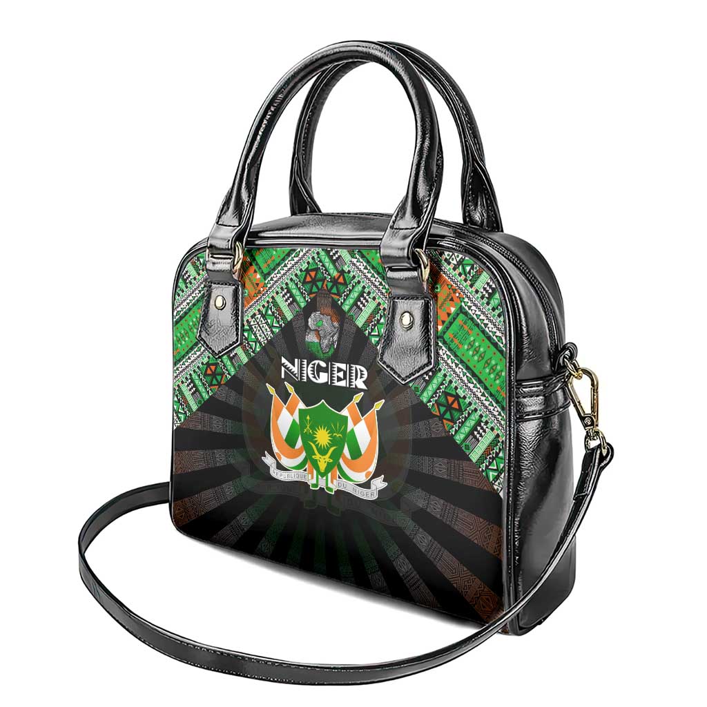 Niger Roots Shoulder Handbag African Pride in Fingerprint and Tribal Colors