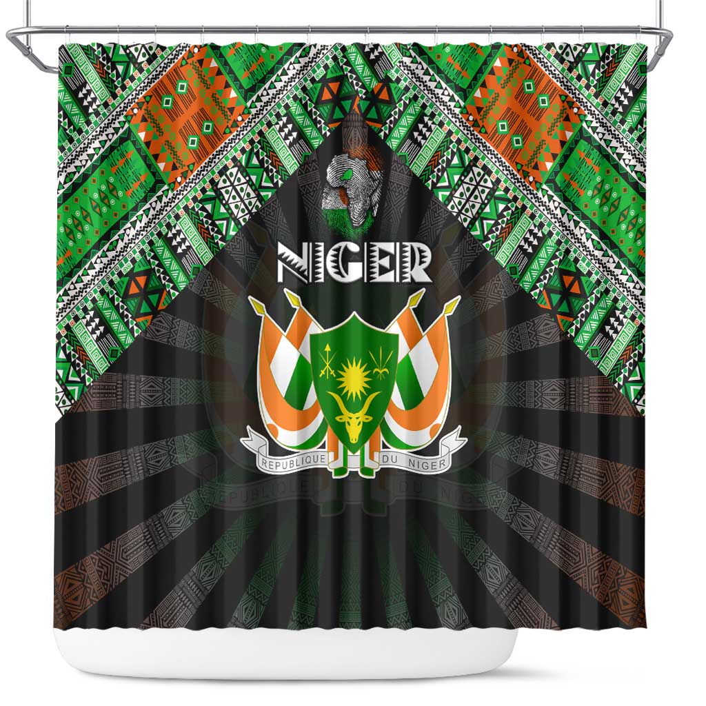 Niger Roots Shower Curtain African Pride in Fingerprint and Tribal Colors