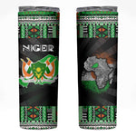 Niger Roots Skinny Tumbler African Pride in Fingerprint and Tribal Colors