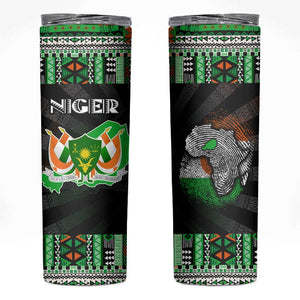 Niger Roots Skinny Tumbler African Pride in Fingerprint and Tribal Colors