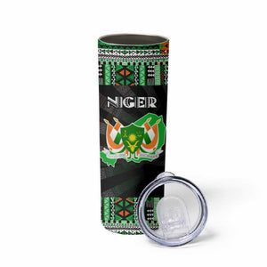 Niger Roots Skinny Tumbler African Pride in Fingerprint and Tribal Colors