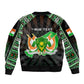 Personalized Niger Roots Sleeve Zip Bomber Jacket African Pride in Fingerprint and Tribal Colors