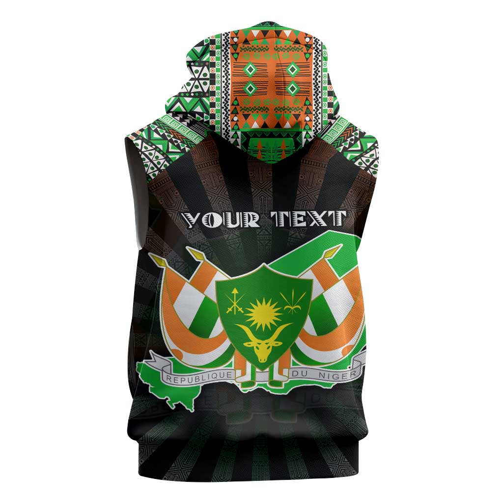 Personalized Niger Roots Sleeveless Hoodie African Pride in Fingerprint and Tribal Colors - African Pride