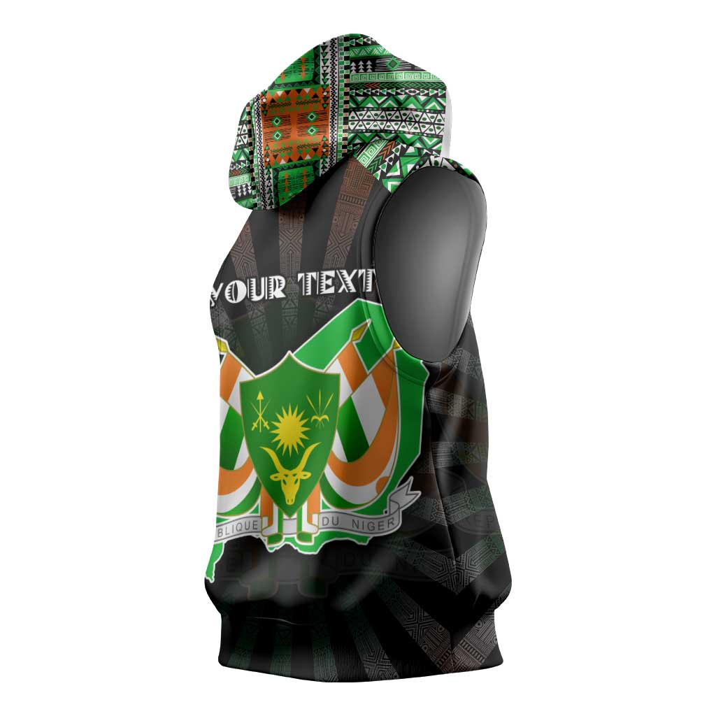 Personalized Niger Roots Sleeveless Hoodie African Pride in Fingerprint and Tribal Colors - African Pride