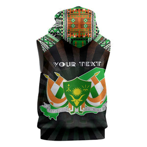 Personalized Niger Roots Sleeveless Zip Hoodie African Pride in Fingerprint and Tribal Colors - African Pride