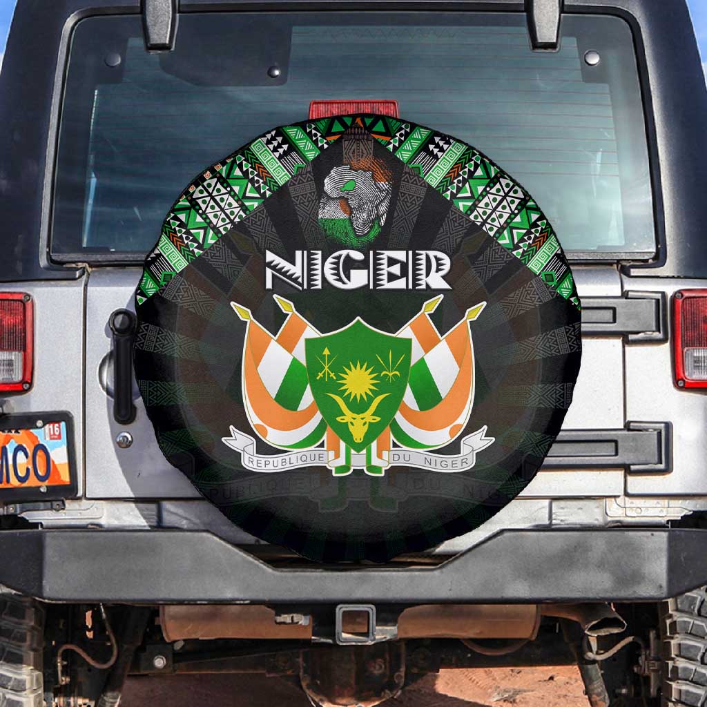 Niger Roots Spare Tire Cover African Pride in Fingerprint and Tribal Colors