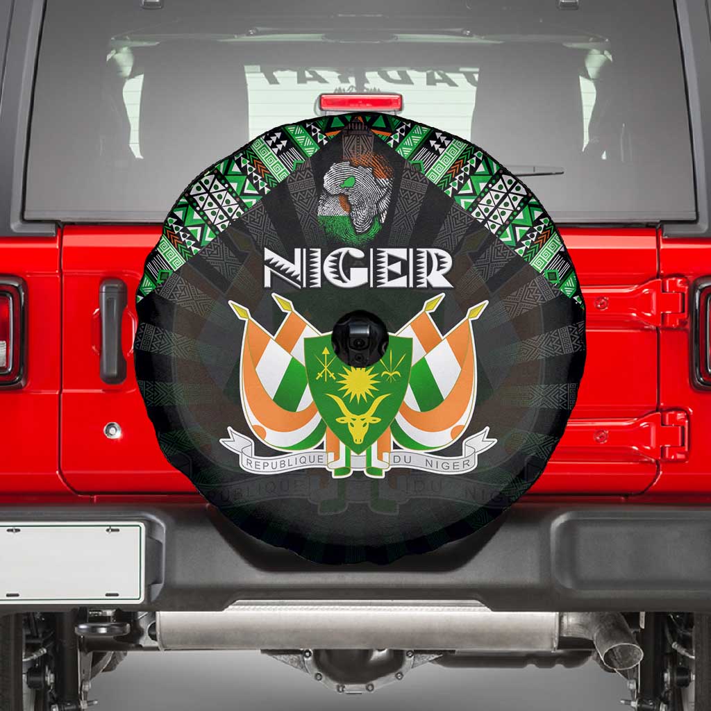 Niger Roots Spare Tire Cover African Pride in Fingerprint and Tribal Colors
