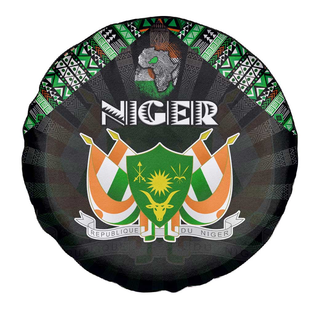 Niger Roots Spare Tire Cover African Pride in Fingerprint and Tribal Colors