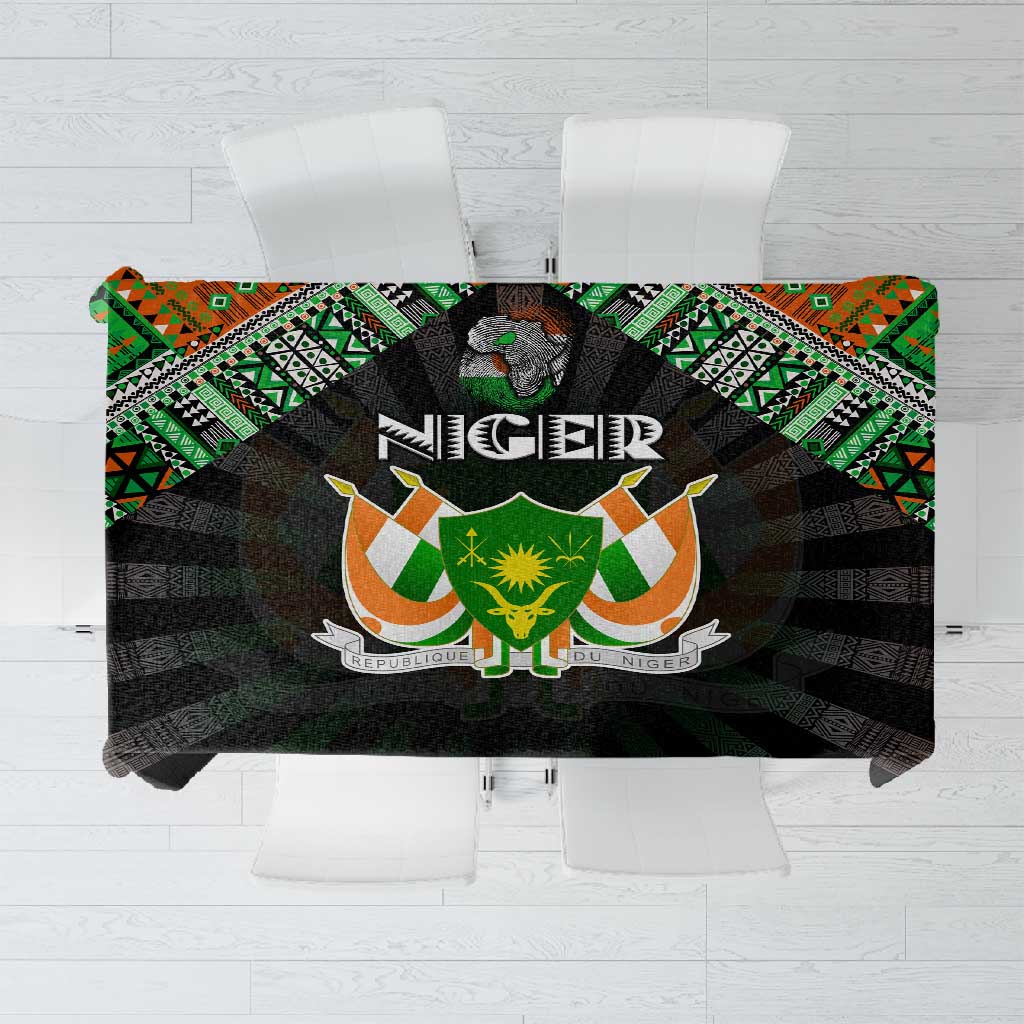 Niger Roots Tablecloth African Pride in Fingerprint and Tribal Colors