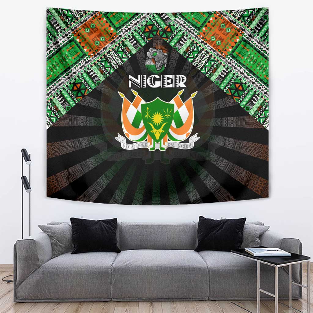 Niger Roots Tapestry African Pride in Fingerprint and Tribal Colors