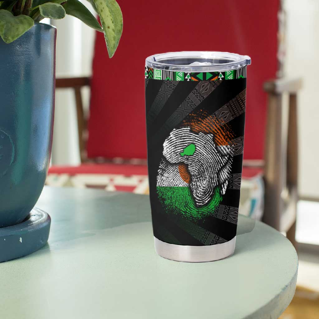 Niger Roots Tumbler Cup African Pride in Fingerprint and Tribal Colors