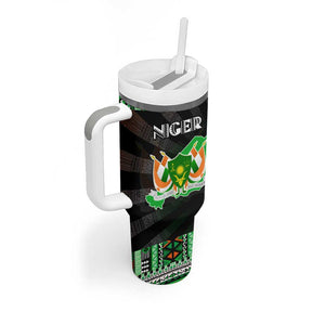 Niger Roots Tumbler With Handle African Pride in Fingerprint and Tribal Colors