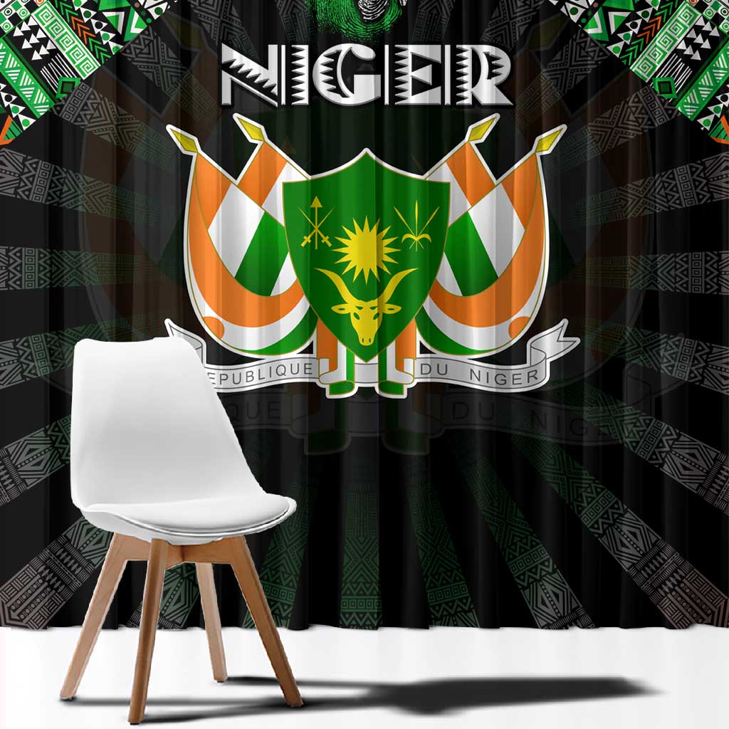 Niger Roots Window Curtain African Pride in Fingerprint and Tribal Colors