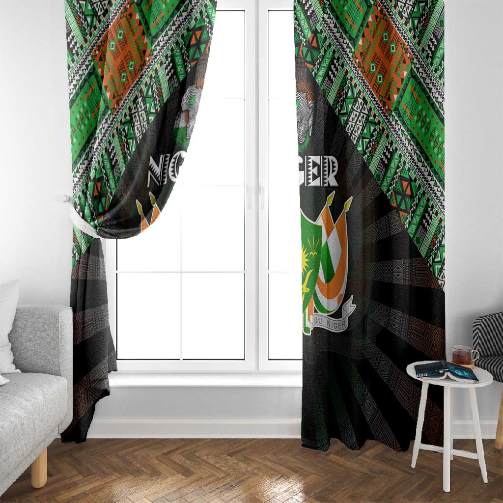 Niger Roots Window Curtain African Pride in Fingerprint and Tribal Colors