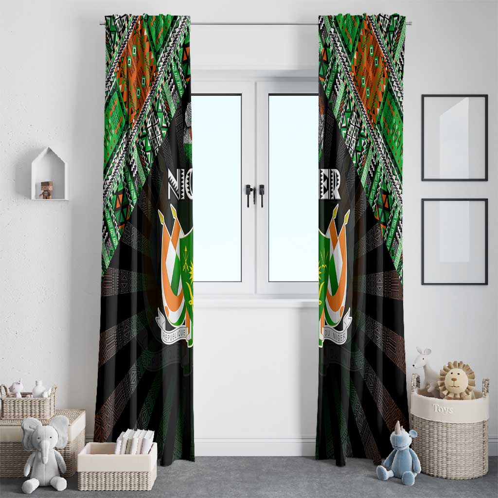 Niger Roots Window Curtain African Pride in Fingerprint and Tribal Colors