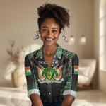 Personalized Niger Roots Women Casual Shirt African Pride in Fingerprint and Tribal Colors
