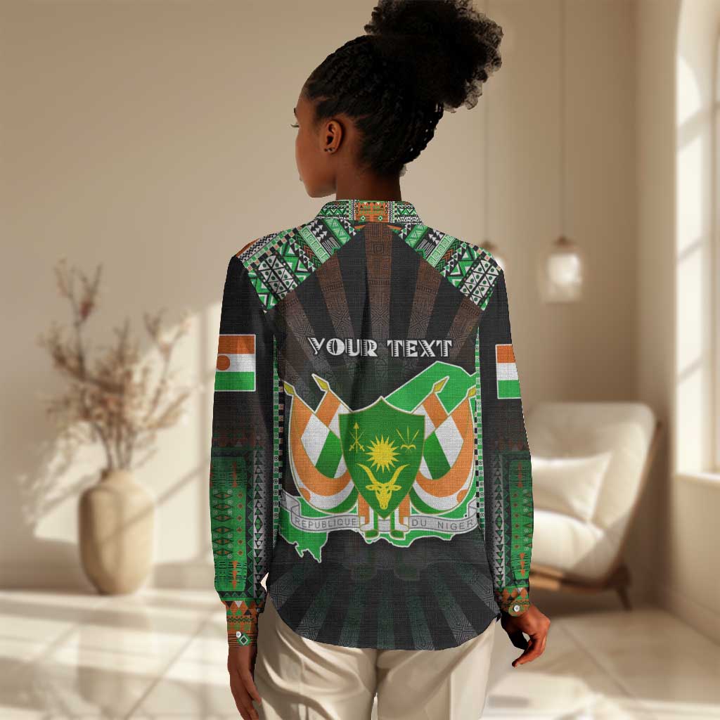 Personalized Niger Roots Women Casual Shirt African Pride in Fingerprint and Tribal Colors