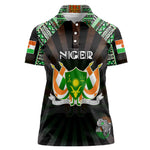 Personalized Niger Roots Women Polo Shirt African Pride in Fingerprint and Tribal Colors