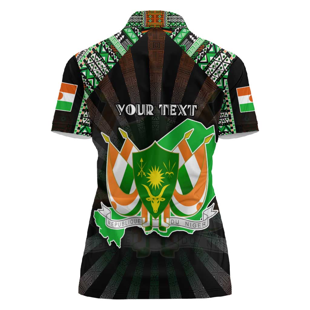 Personalized Niger Roots Women Polo Shirt African Pride in Fingerprint and Tribal Colors