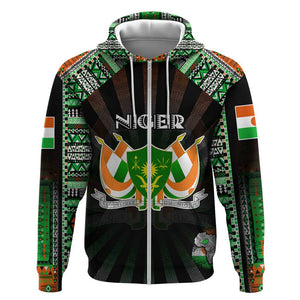 Personalized Niger Roots Zip Hoodie African Pride in Fingerprint and Tribal Colors