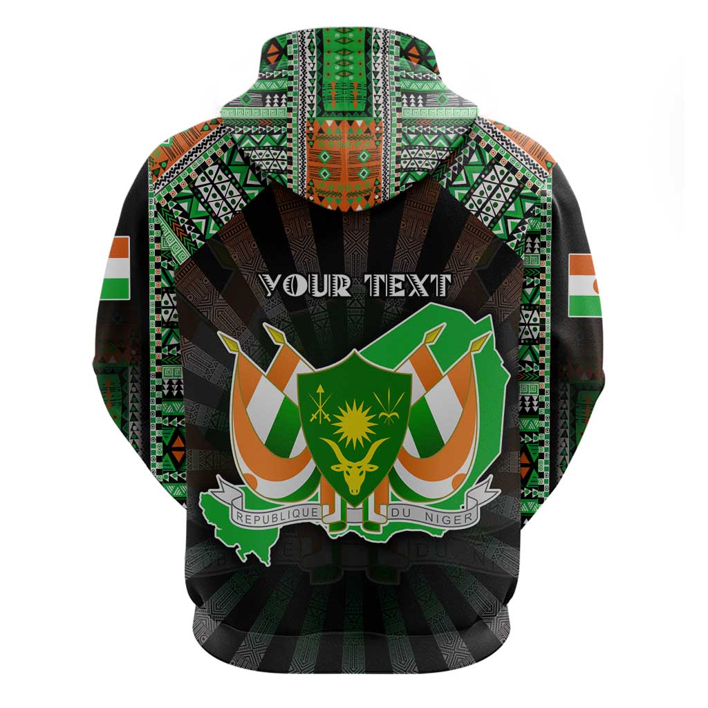 Personalized Niger Roots Zip Hoodie African Pride in Fingerprint and Tribal Colors