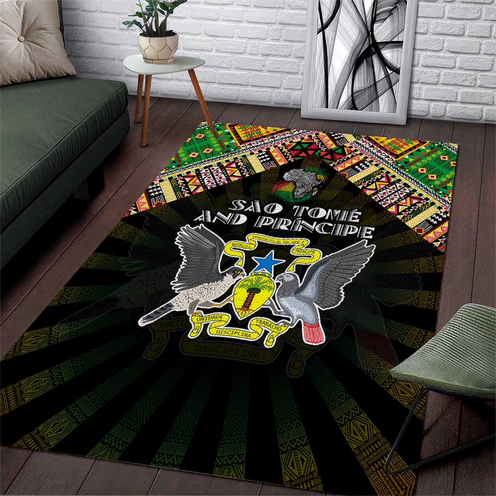 Sao Tome and Principe Roots Area Rug African Pride in Fingerprint and Tribal Colors