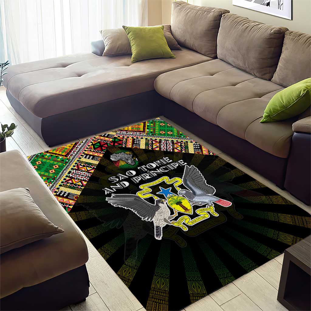 Sao Tome and Principe Roots Area Rug African Pride in Fingerprint and Tribal Colors
