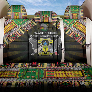 Sao Tome and Principe Roots Back Car Seat Cover African Pride in Fingerprint and Tribal Colors