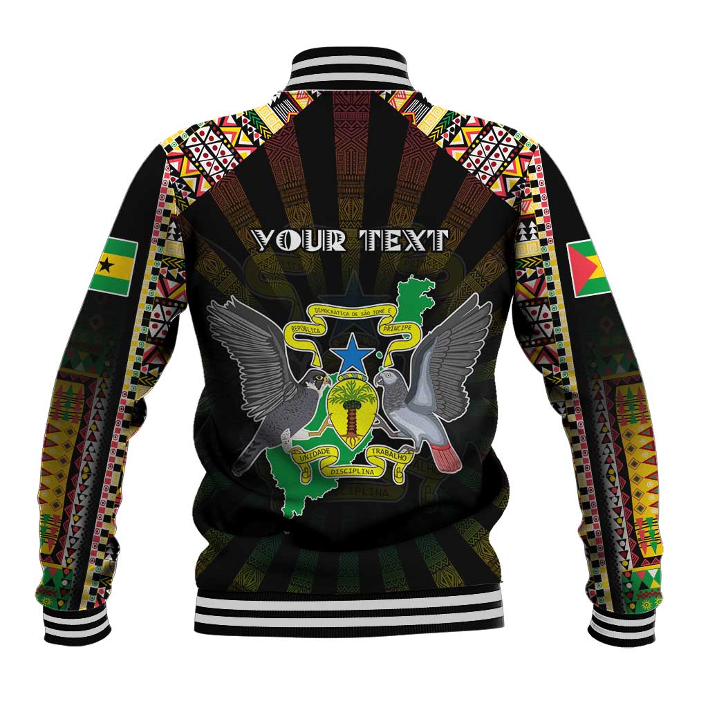 Personalized Sao Tome and Principe Roots Baseball Jacket African Pride in Fingerprint and Tribal Colors
