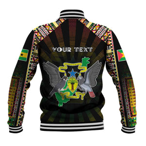 Personalized Sao Tome and Principe Roots Baseball Jacket African Pride in Fingerprint and Tribal Colors
