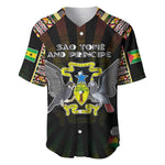 Personalized Sao Tome and Principe Roots Baseball Jersey African Pride in Fingerprint and Tribal Colors