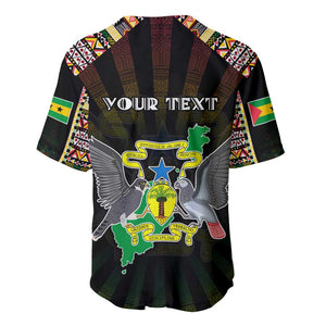 Personalized Sao Tome and Principe Roots Baseball Jersey African Pride in Fingerprint and Tribal Colors