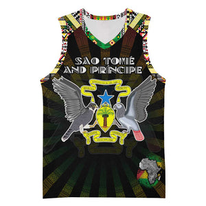Personalized Sao Tome and Principe Roots Basketball Jersey African Pride in Fingerprint and Tribal Colors - African Pride