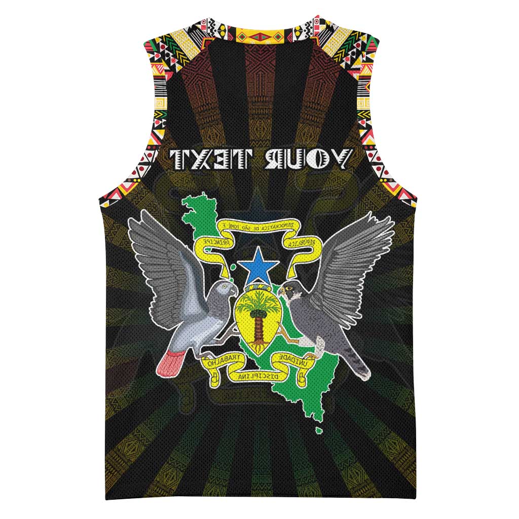 Personalized Sao Tome and Principe Roots Basketball Jersey African Pride in Fingerprint and Tribal Colors - African Pride