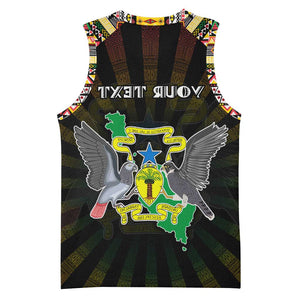 Personalized Sao Tome and Principe Roots Basketball Jersey African Pride in Fingerprint and Tribal Colors - African Pride