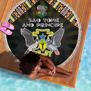Sao Tome and Principe Roots Beach Blanket African Pride in Fingerprint and Tribal Colors