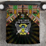 Sao Tome and Principe Roots Bedding Set African Pride in Fingerprint and Tribal Colors