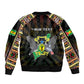 Personalized Sao Tome and Principe Roots Bomber Jacket African Pride in Fingerprint and Tribal Colors