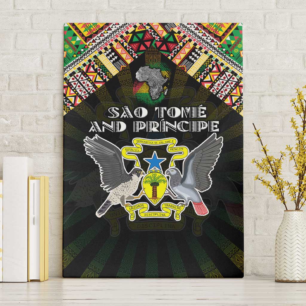 Sao Tome and Principe Roots Canvas Wall Art African Pride in Fingerprint and Tribal Colors