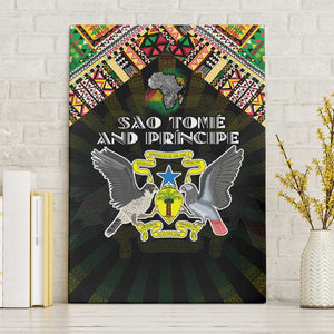 Sao Tome and Principe Roots Canvas Wall Art African Pride in Fingerprint and Tribal Colors