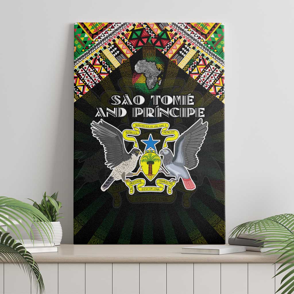 Sao Tome and Principe Roots Canvas Wall Art African Pride in Fingerprint and Tribal Colors