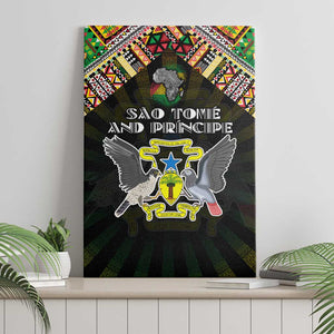 Sao Tome and Principe Roots Canvas Wall Art African Pride in Fingerprint and Tribal Colors