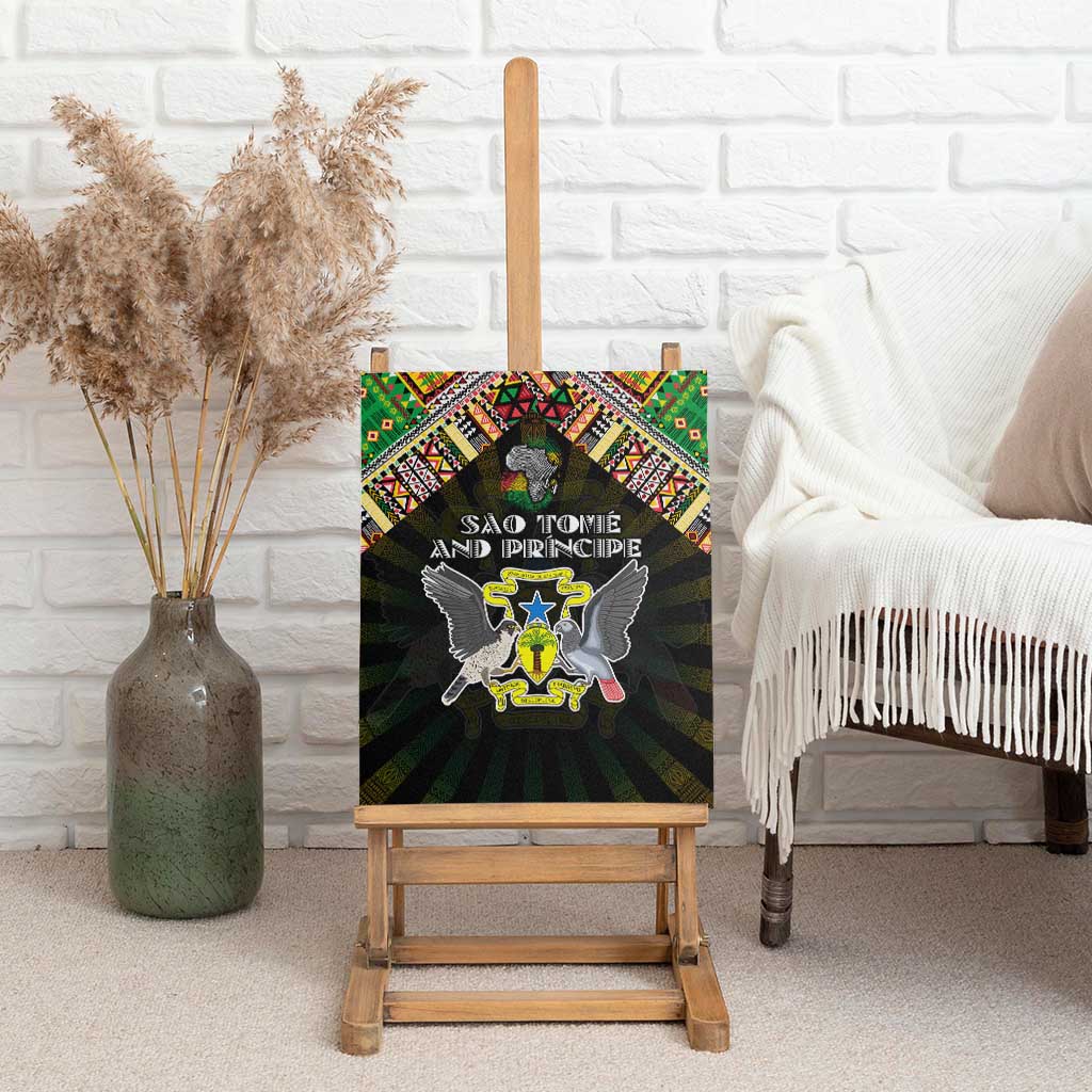Sao Tome and Principe Roots Canvas Wall Art African Pride in Fingerprint and Tribal Colors