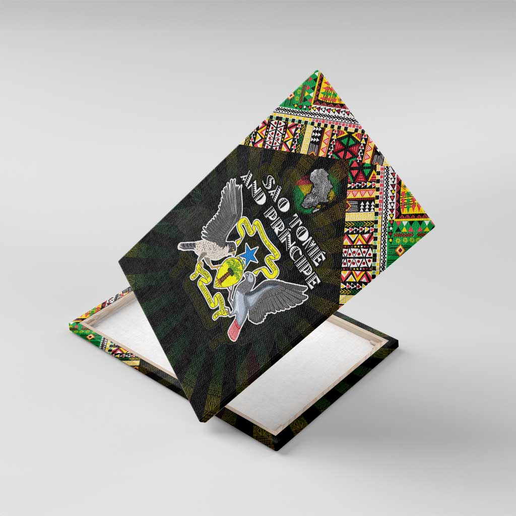 Sao Tome and Principe Roots Canvas Wall Art African Pride in Fingerprint and Tribal Colors