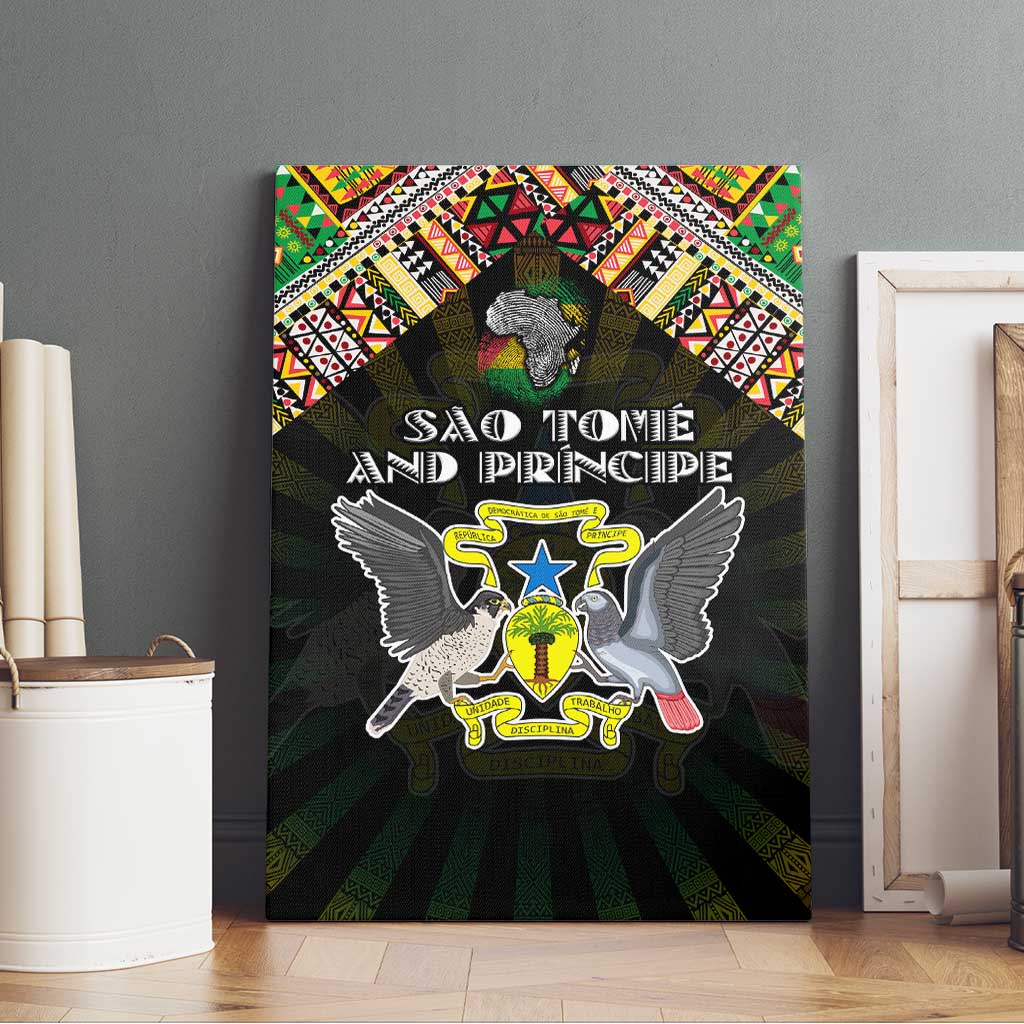 Sao Tome and Principe Roots Canvas Wall Art African Pride in Fingerprint and Tribal Colors