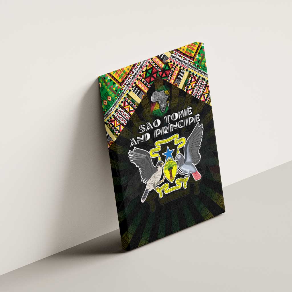 Sao Tome and Principe Roots Canvas Wall Art African Pride in Fingerprint and Tribal Colors